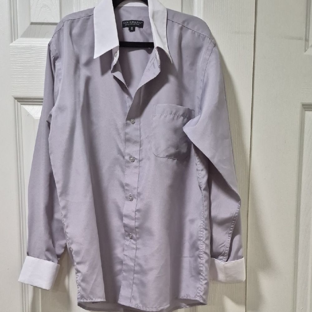 Boy's Stylish Lavender Button-Down Shirt with White Accents